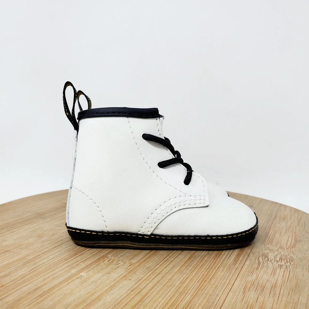 Dr Martens Boots Baby 3‎ White Lace Up 1460 Crib Shoes Infant Boys Girls